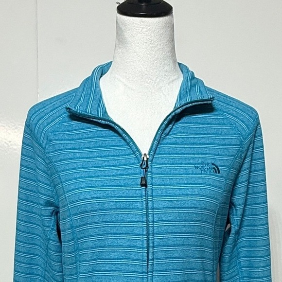 The North Face Jacket Womens Large Blue Stripes Full Zip Polartec Thermal Pro - Picture 2 of 12